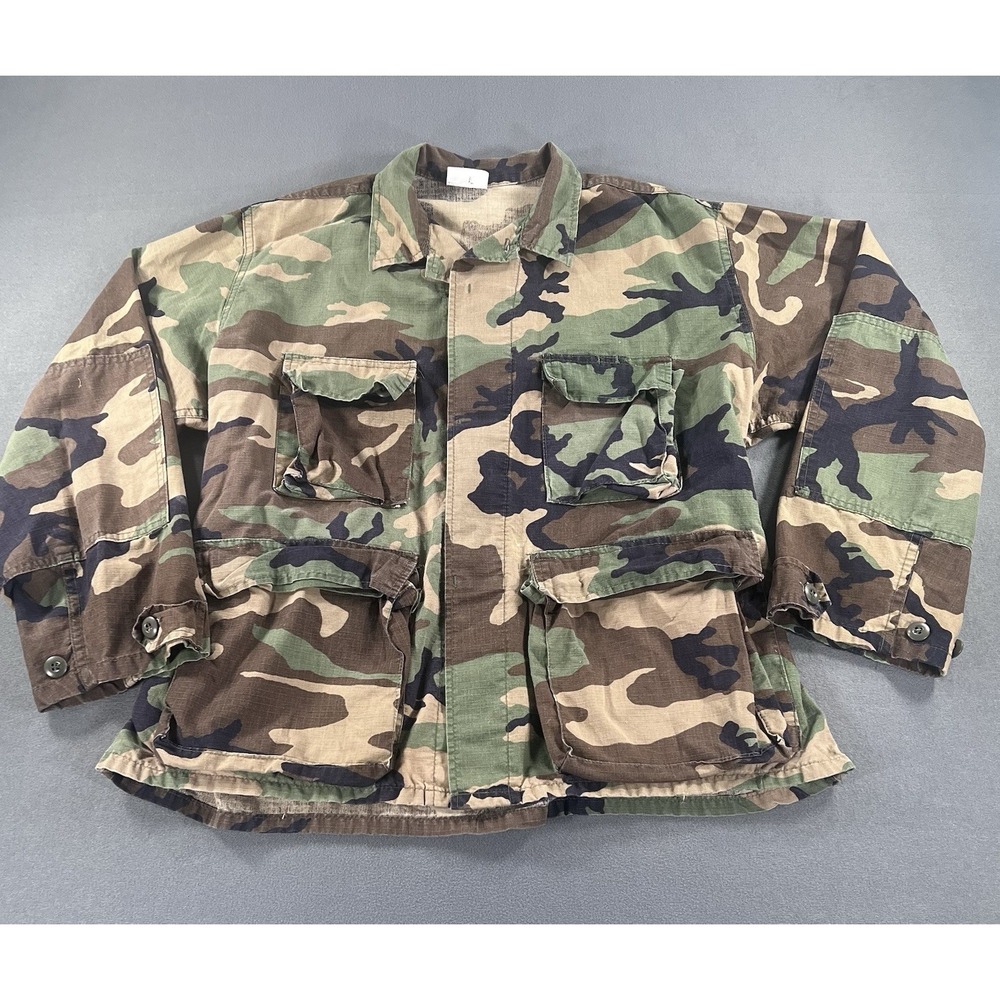 VTG US Army Men's Sz XL Woodland Camo BDU Military Combat Jacket 90s Airborne
